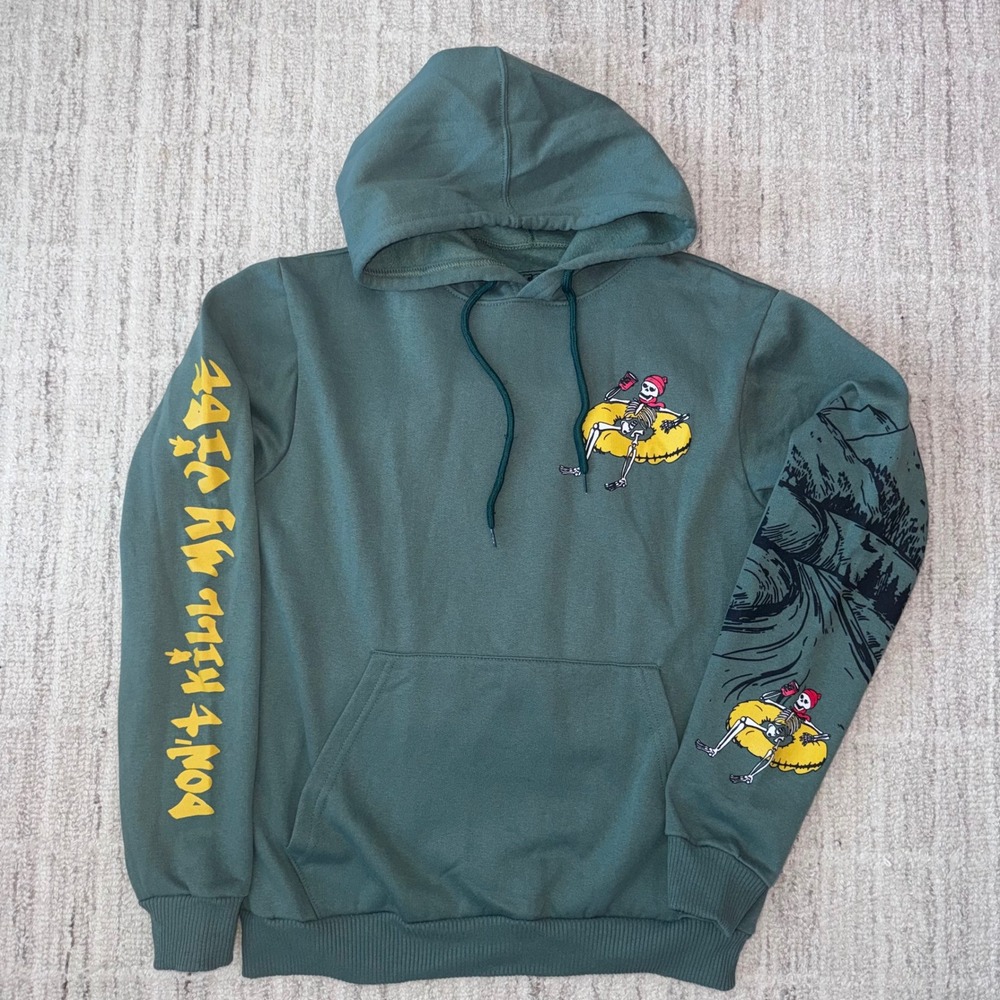 Fresh Laundry 'Don't Kill My Vibe' Skull Hoodie Cotton Blend Mens Small